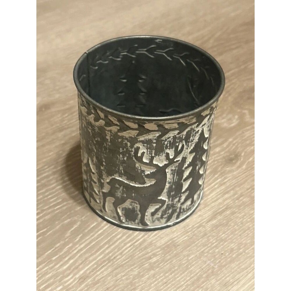 Small Rustic Farmhouse Style Christmas Tin for Decorating